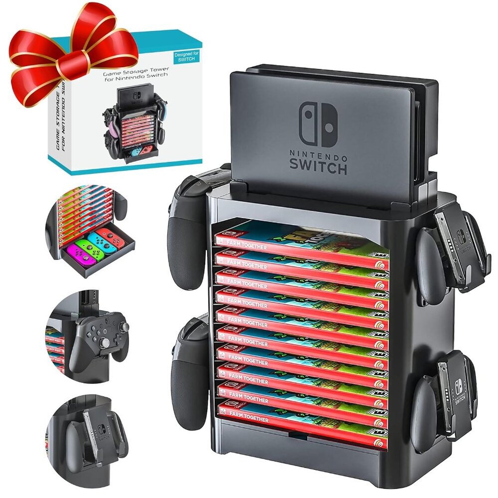 Skywin Game Storage Tower for Nintendo Switch (Black) - Nintendo Switch Game Hol